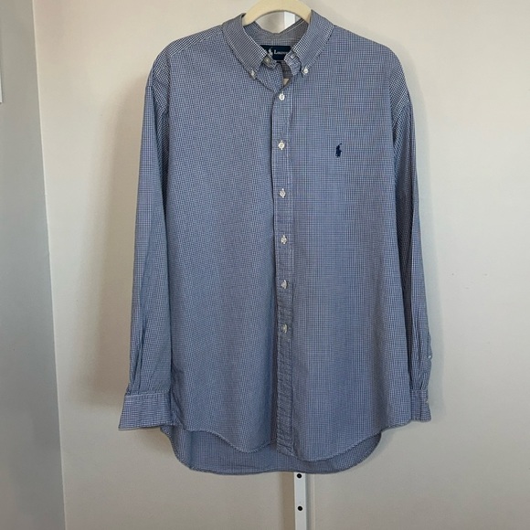 Ralph Lauren Yarmouth Blue Check Patterned Shirt Size 16 1/2 34/35 - Picture 1 of 7